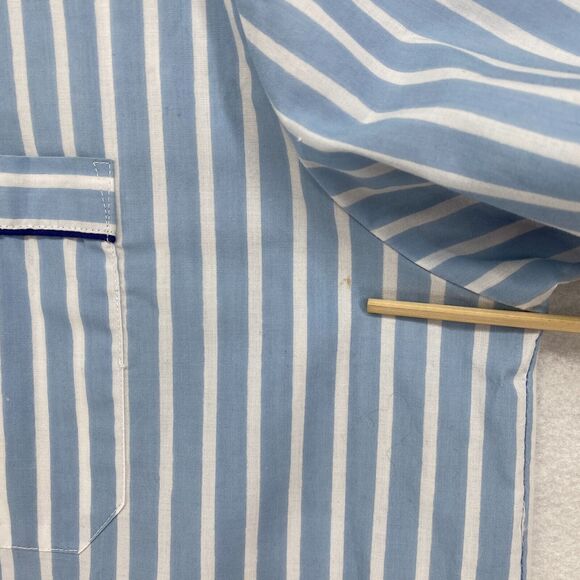 WESTCHESTER CLASSIC Pajama Top Mens L Striped Cotton Blend Button Up V-Neck Blue - Picture 7 of 11